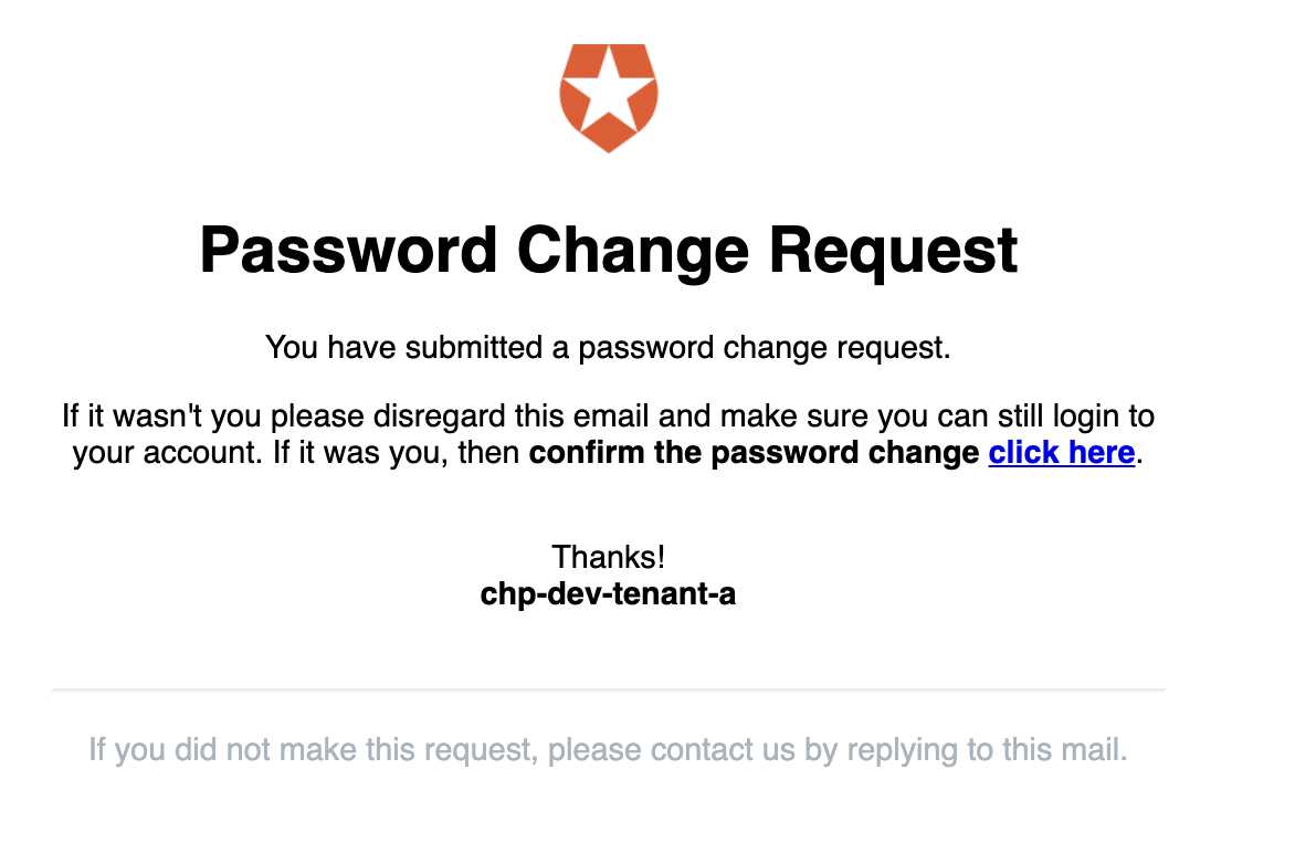 Example of password change request email