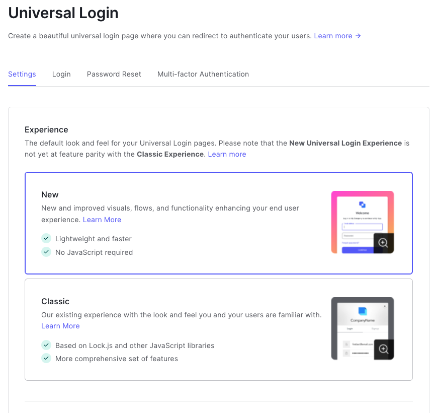 New Universal Login